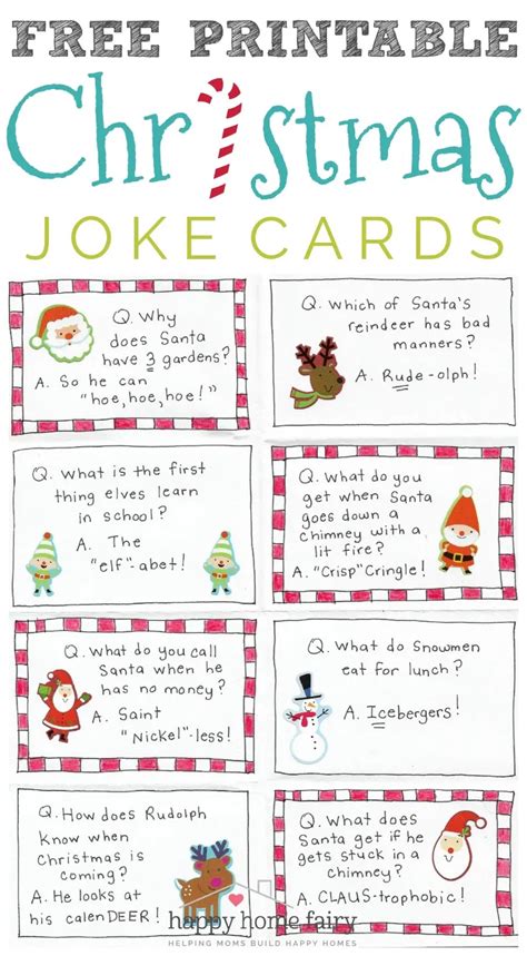 Christmas Joke Cards - FREE Printable! - Happy Home Fairy | Happy home fairy, Christmas jokes ...