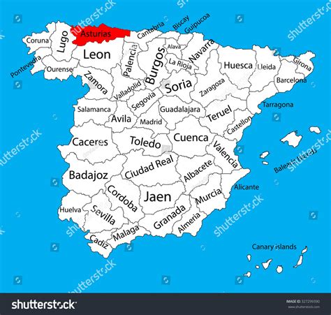 Asturias Map Silhouette Vector Spain Province 스톡 벡터(로열티 프리) 327299390 ...