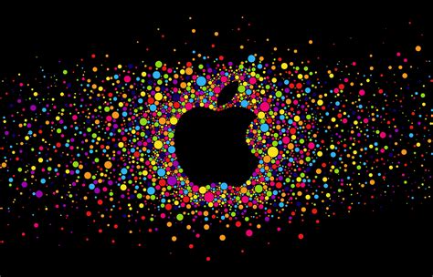 Colorful Apple Logo On Black Background HD Wallpaper