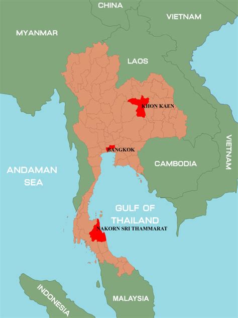 A map of Thailand. The detailed map of Thailand show provinces of ...