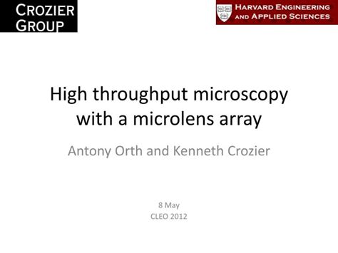 PPT - High throughput microscopy with a microlens array PowerPoint Presentation - ID:2059311