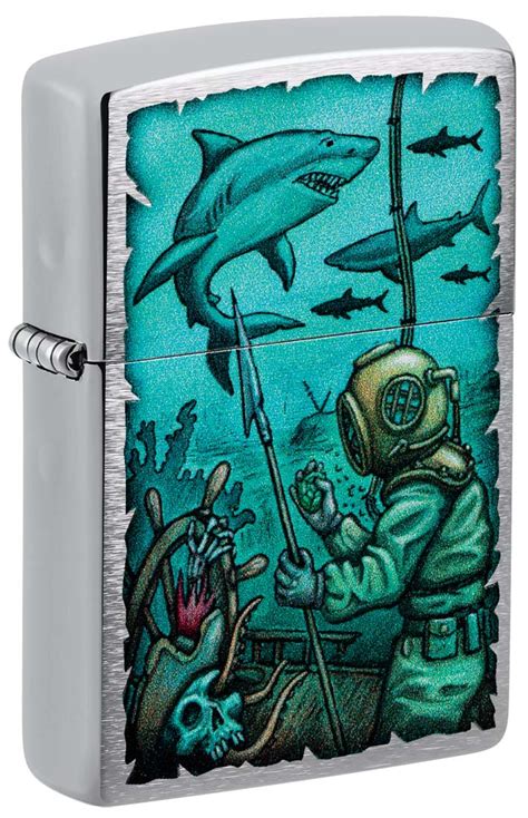 Zippo Lighter: Underwater Design - Brushed Chrome 48561 – Lucas Lighters