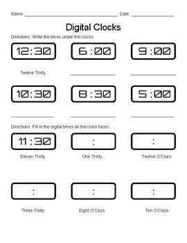 a worksheet with numbers and times to print out for the students in this class