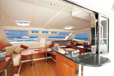 Salon, Moorings 474 PC | Catamaran, Sailboat interior, Boat galley