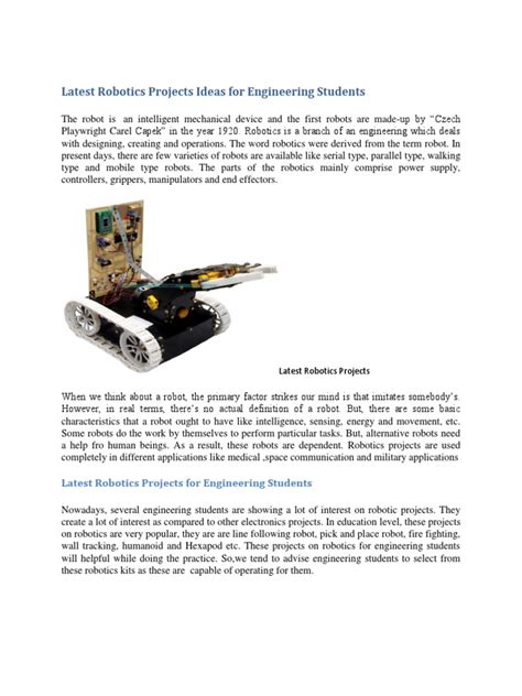 Latest Robotics Projects Ideas for Engineering Students | Robotics | Robot