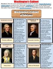 Copy of Washington's Cabinet.pdf - Washington's Cabinet Directions: While the current ...