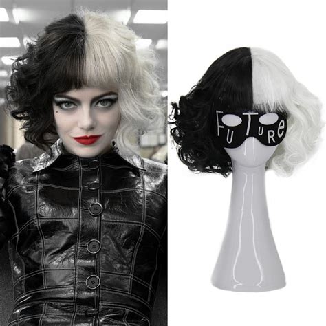 Amazon.com: Mildiso Cruella Deville Wig With Mask Black and White Wigs ...