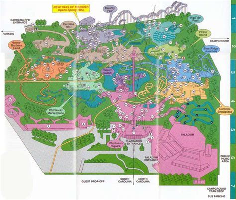 Theme Park Brochures Paramount's Carowinds Map 1993 ...