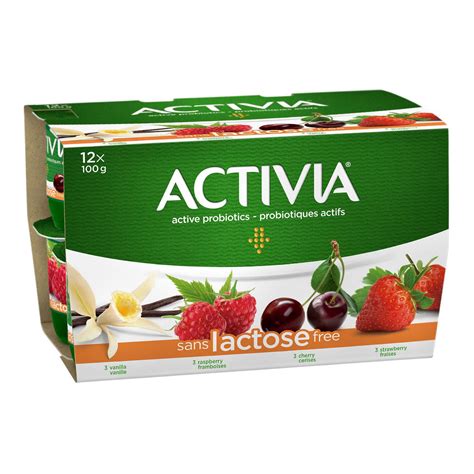 Activia Yogurt with Probiotics, Lactose Free,Vanilla/Strawberry/Raspberry/Cherry Flavour, 100g ...