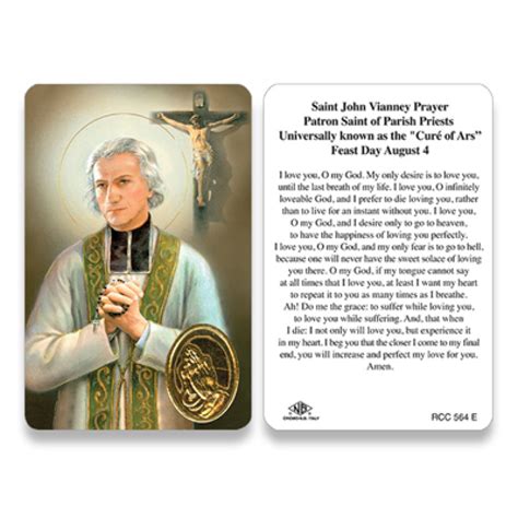 ST JOHN VIANNEY WALLET SIZE PRAYER CARD - San Francis