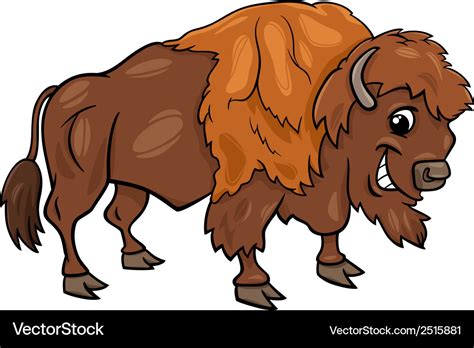 Bison american buffalo cartoon Royalty Free Vector Image