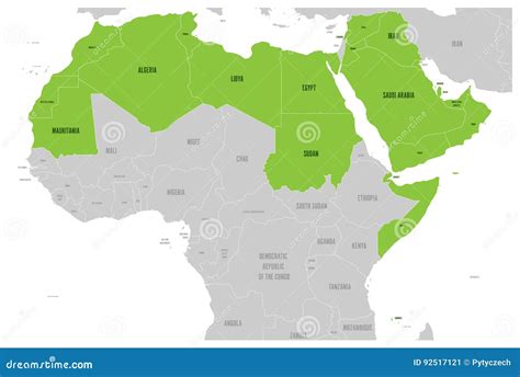 Arab World Political Map Vector Illustration | CartoonDealer.com #75844656