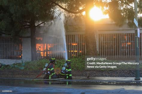 San Jose City Fire Department firefighters fight a fire at Home Depot... News Photo - Getty Images