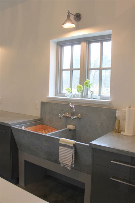 A Vintage Concrete Laundry Sink in the Laundry Room - Beneath My Heart