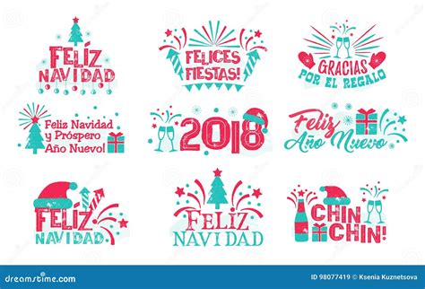 Happy new year Spanish set stock vector. Illustration of abstract ...