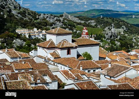 The white village of Grazalema, Sierra de Grazalema Natural Park, Cadiz province, Andalucia ...