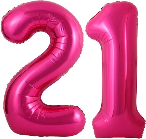 Amazon.com: 40 Inch Hot Pink 21 Number Balloons Giant Jumbo Huge 12 or ...