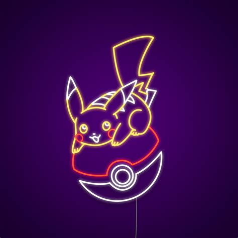 Pikachu On Pokeball Pokemon Neon Sign - Neonize