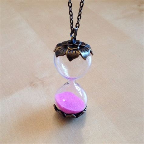 Pink Hourglass Necklace Antique Bronze Link Chain Large | Etsy | Unique necklaces, Hourglass ...