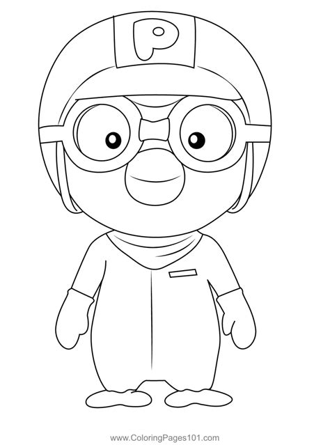 Stand Pororo Coloring Page for Kids - Free Pororo the Little Penguin Printable Coloring Pages ...