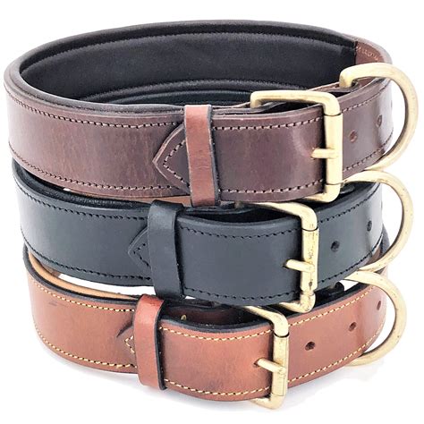 Genuine Real Leather Padded Dog Collar 1.5" Width Heavy Duty for Medium and Large Pet sz M (Neck ...