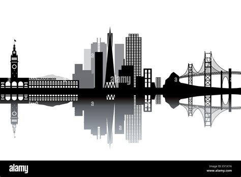 San Francisco skyline - black and white vector illustration Stock Vector Image & Art - Alamy