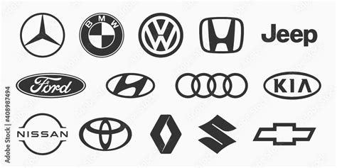 Black logo of popular brands of cars on a white background. Vector ...