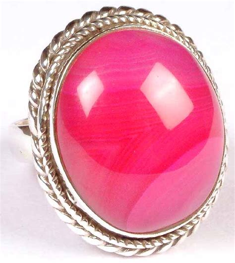 Pink Chalcedony Ring | Exotic India Art