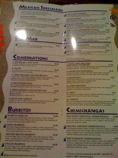 Don Jose's Mexican Menu, Menu for Don Jose's Mexican, Anaheim, Orange County - Urbanspoon/Zomato