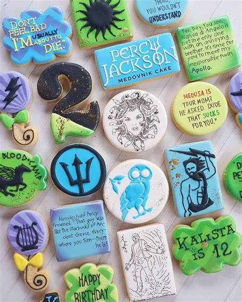 MEDOVNIK Cake & Cookies on Instagram: “The whole Percy Jackson theme set💙💚🖤💙💚🖤 • • • • All ...