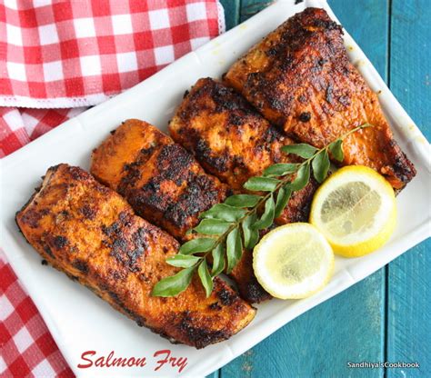 Sandhiya's Cookbook: Salmon Fish Fry with Indian Spices | Salmon Fry | Fish Fry