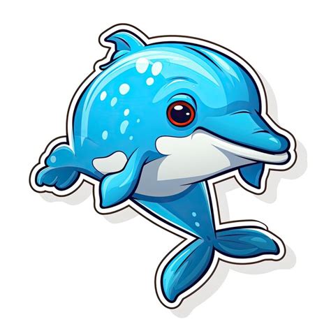 Premium AI Image | Cute cartoon dolphin sticker isolated on a white background Vector illustration