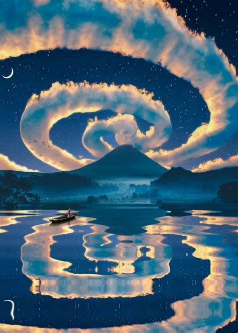 Wall Art Print Magic Clouds in starry night reflection | Gifts ...