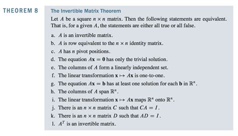 Solved This is the invertible matrix theorem. Could someone | Chegg.com