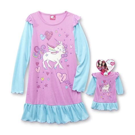 What A Doll Girl's Nightgown & Doll Dress - Unicorn