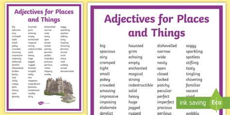 Adjectives To Describe Places - Aldisastr