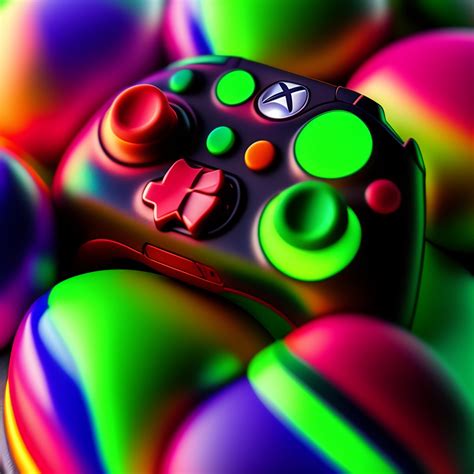 Lexica - 3d render of a xbox Controller in neon colors 8k and rainbow sprinkles close up