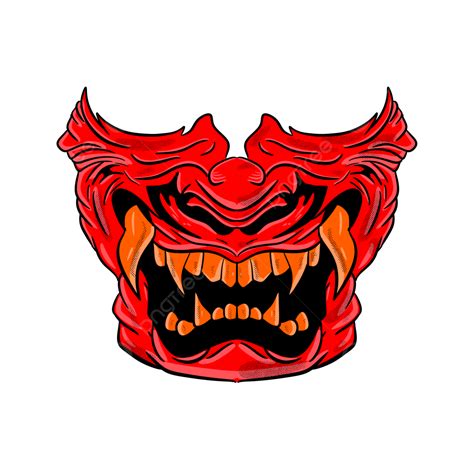 Hand Drawn Oni Mask Red, Hand Draw, Oni Mask, Red PNG Transparent Clipart Image and PSD File for ...