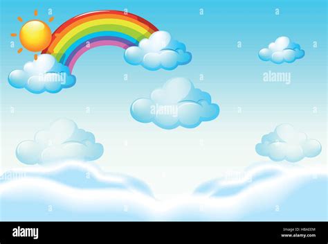 Background template with rainbow and clouds illustration Stock Vector ...