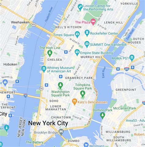 NEW YORK CITY MAP | shows you around the 100 best attractions you must ...