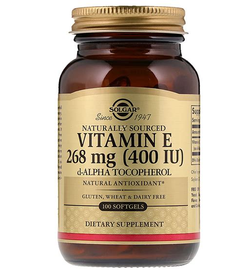 Solgar Vitamin E Pure D-Alpha Tocopherol -- 268 mg (400 IU) - 100 ...