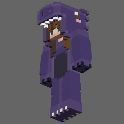 Purple Dino Girl Skin 3D skin for the Figura Mod Minecraft Mod