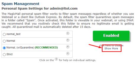 Lake Tahoe Online - Webmail Anti-Spam Settings