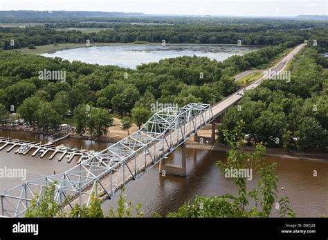 An aerial view of a bridge over the Mississippi River near Red Wing, Minnesota Stock Photo - Alamy