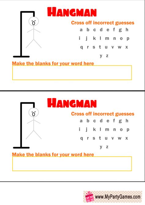 Free Printable Hangman Game Templates