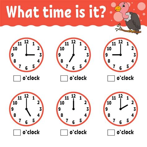 Learning time on the clock. Educational activity worksheet for kids and toddlers. Game for ...