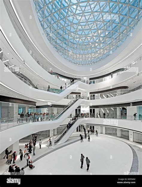 Galaxy Soho, Beijing, China. Architect: Zaha Hadid Architects, 2012. Interior courtyard of dome ...