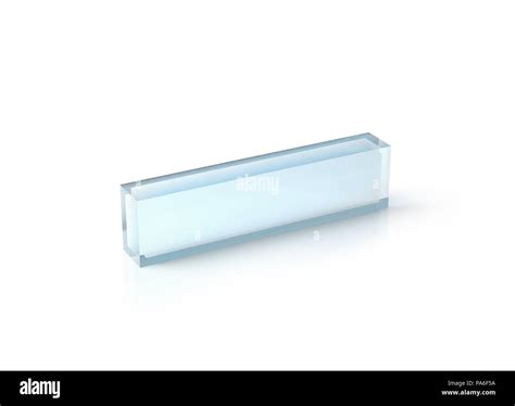 Blank transparent acrylic desk block mockup, 3d rendering. Clear glass name plate design mock up ...