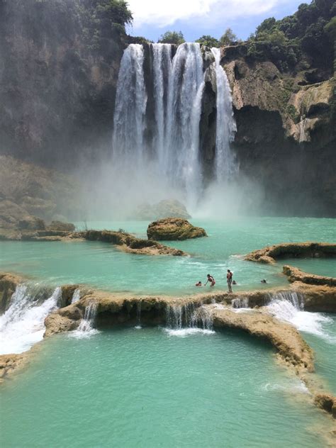 Cascada El Salto is a 70 meters waterfall with massive water holes ...