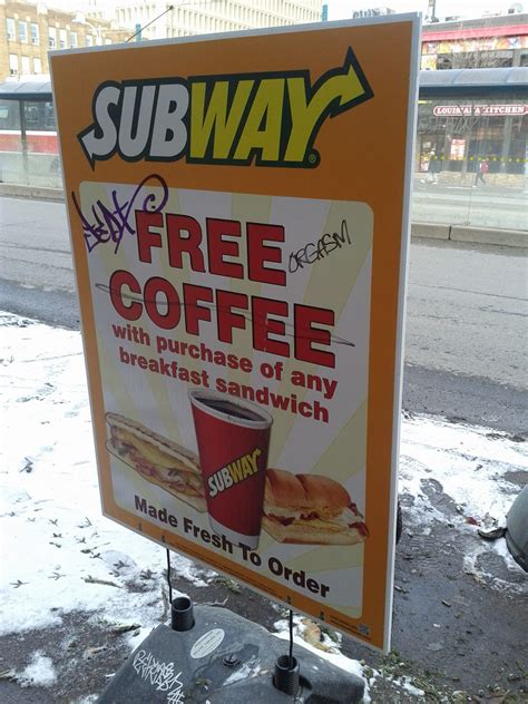 Toronto things: Free Coffee at Subway when you get a breakfast sandwich